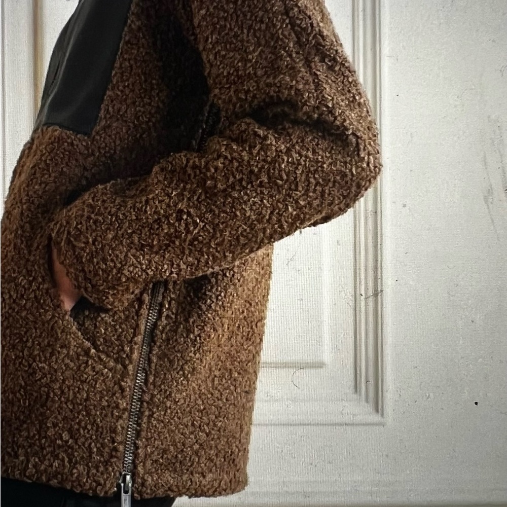 Deadwood Narvik recycled fleece and leather jacket